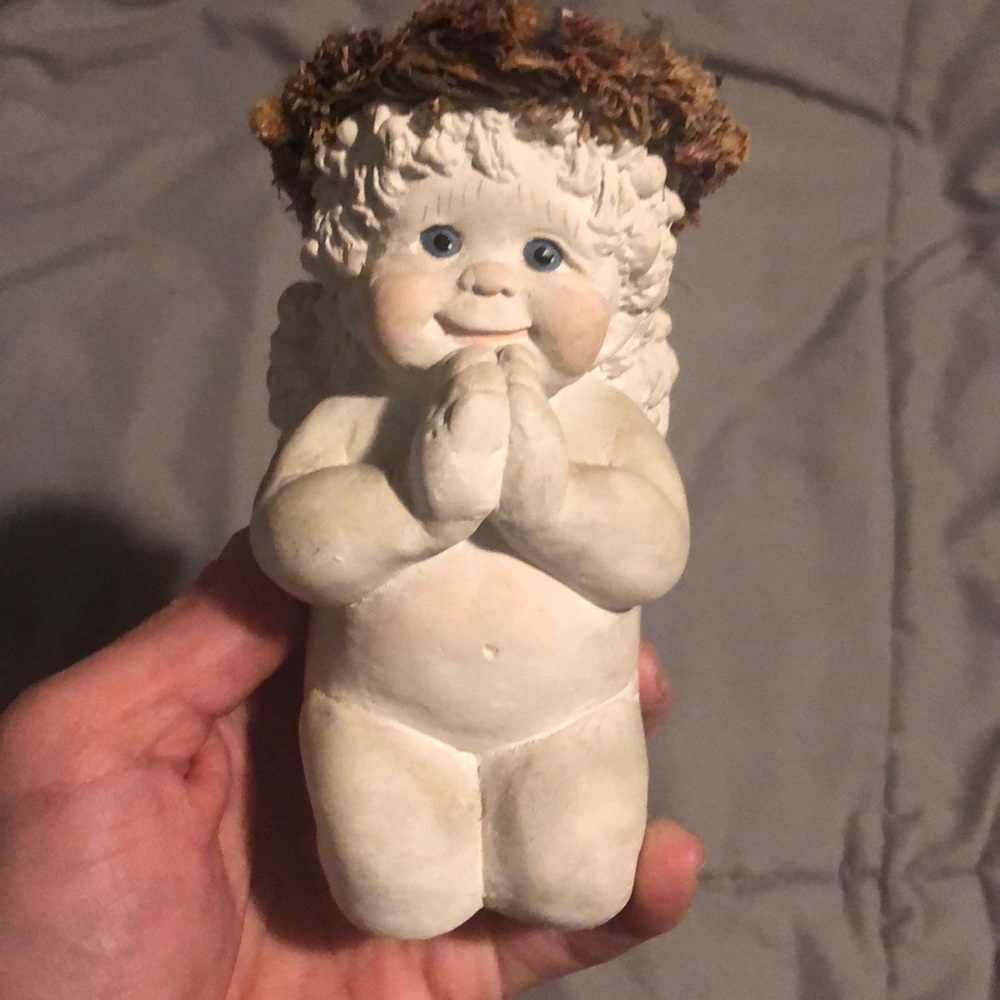 Dreamsicle Angel with dried flower hap